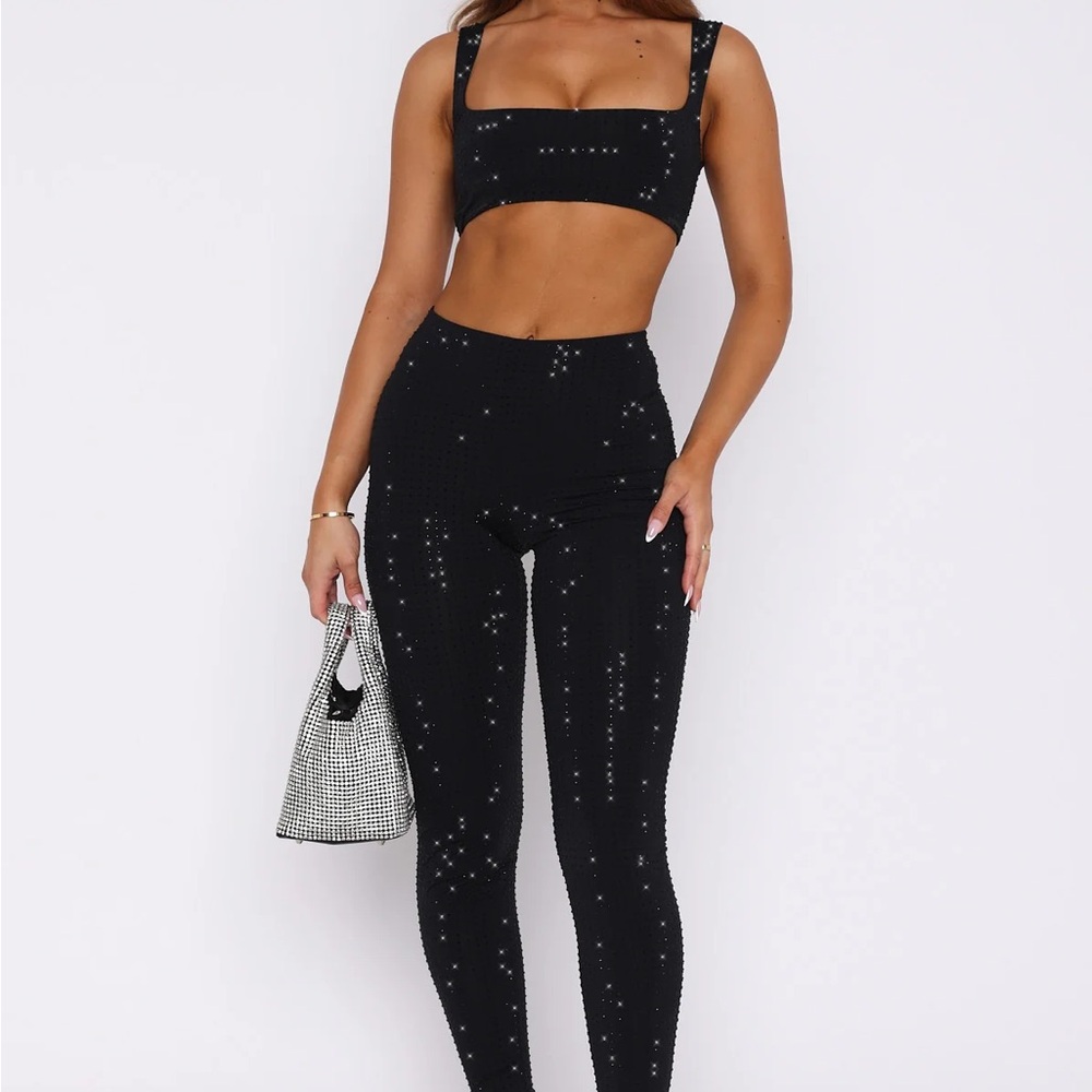 White Fox Embellished Black Pants